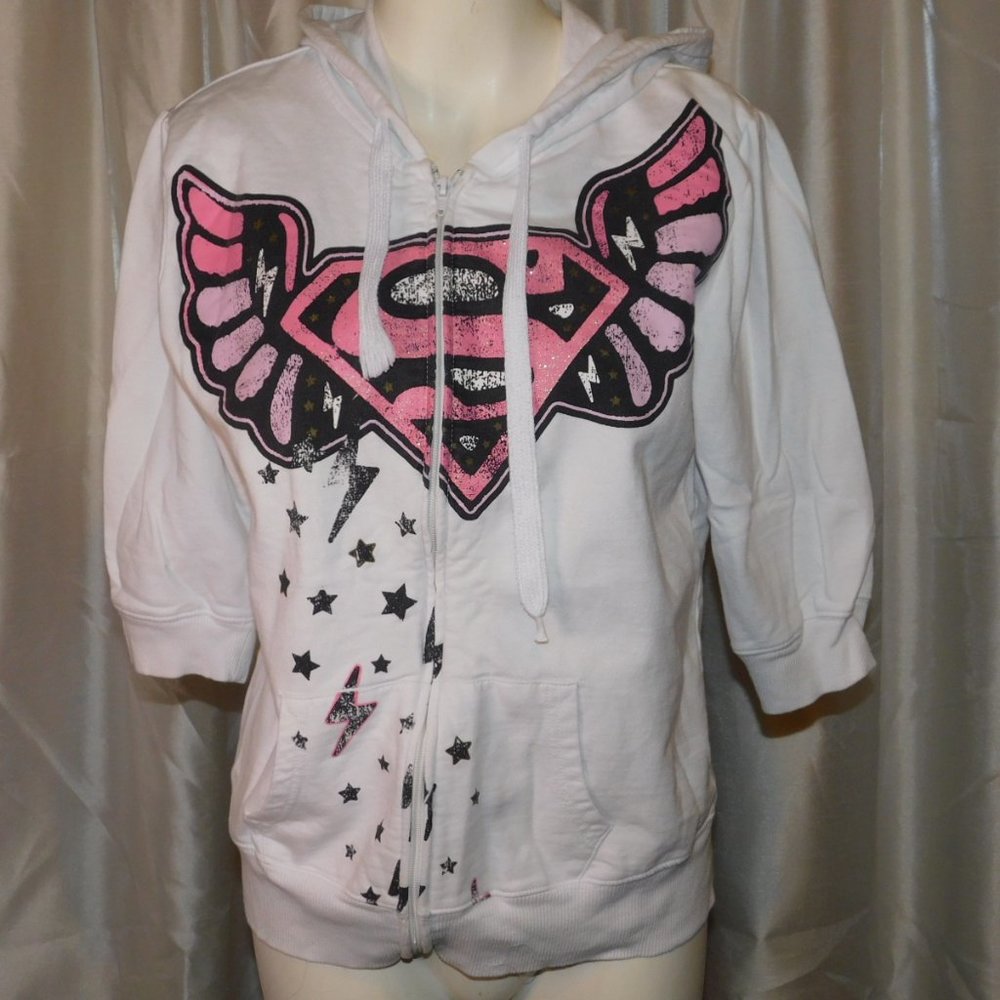 Superman Hoodie Junior Girls Logo With Wings